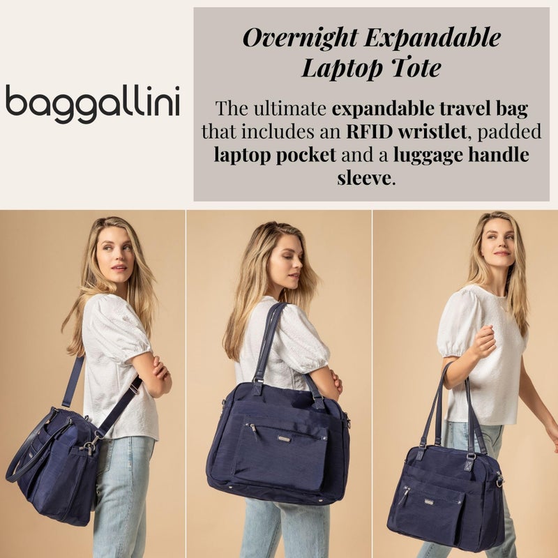 Baggallini حقيبة لابتوب قابلة للتوسع للاستخدام الليلي - 16.5"x13.5" حقيبة سفر خفيفة الوزن للسيدات - Image 2
